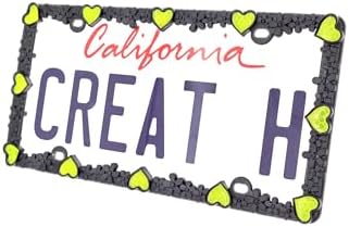 Creathome 3D Daisy Heart License Plate Frame from Pure Zinc Alloy Metal Perfect by creathome