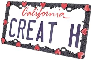 Creathome 3D Daisy Heart License Plate Frame from Pure Zinc Alloy Metal Perfect by creathome