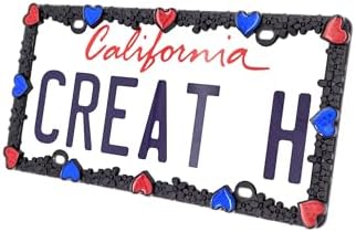 Creathome 3D Daisy Heart License Plate Frame from Pure Zinc Alloy Metal Perfect by creathome