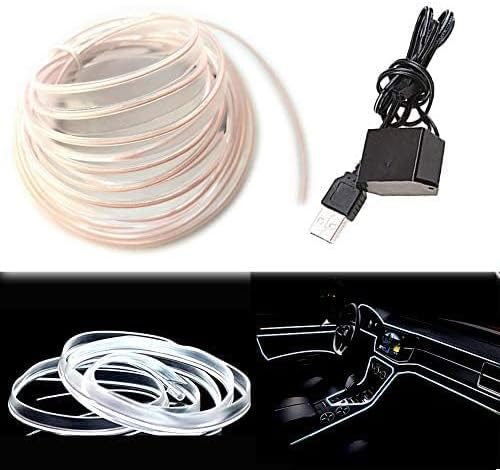 El Wire White Interior Car LED Strip Lights, 5M Neon Wire USB 5V - Image 2