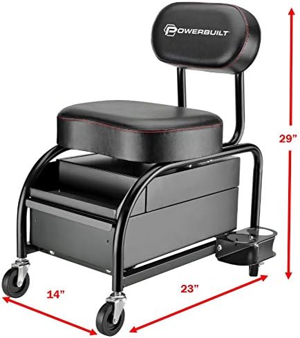 Powerbuilt Professional Car Detailers Mechanics Roller Seat, Heavy Duty Garage - Image 2