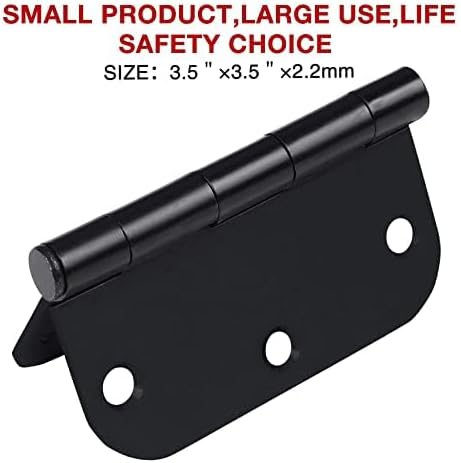 1 Pack Rounded Matte Black Door Hinges 3.5 Inch 5/8" Radius - Image 5