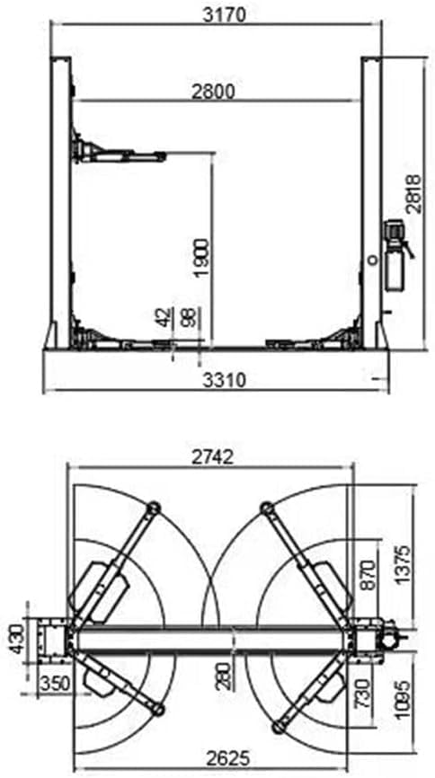4.0HP 12000lbs Two/2 Post Lift Car Lift Single Point Release Automotive Lift - Image 6