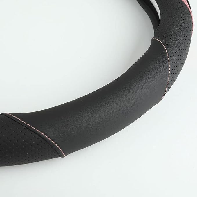 Car Steering Wheel Cover, Leather Steering Wheel Cover Pink Universal 14.5-15 - Image 5