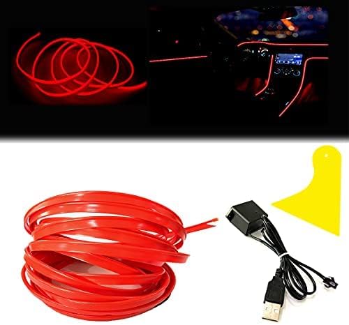 El Wire Red Interior Car LED Strip Lights, 3M Neon Wire USB 5V by Maxlaxer