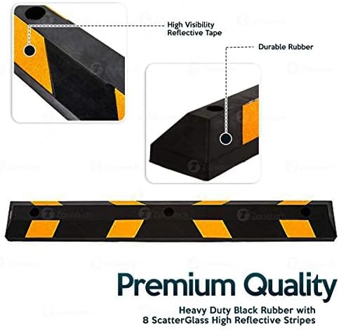 ZONETECH Large Heavy Duty Rubber Parking Curb – 72” Premium Quality Auto Garage - Image 4