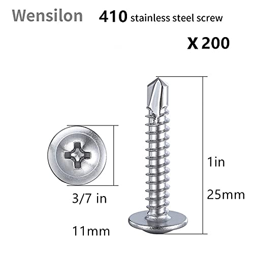 Wensilon（200pcs）#8×1”for Sheet Metal Self-Tapping Screws 410 Stainless Steel - Image 2