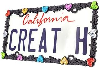 Creathome 3D Shining Daisy Heart License Plate Frame from Pure Zinc Alloy Metal by creathome