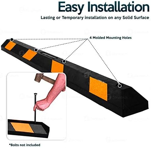 ZONETECH Large Heavy Duty Rubber Parking Curb – 72” Premium Quality Auto Garage - Image 5