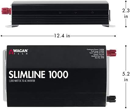 Wagan EL3720 1000W Slimline Plus AC to DC Power Inverter 1000 Watt TrueRated - Image 3