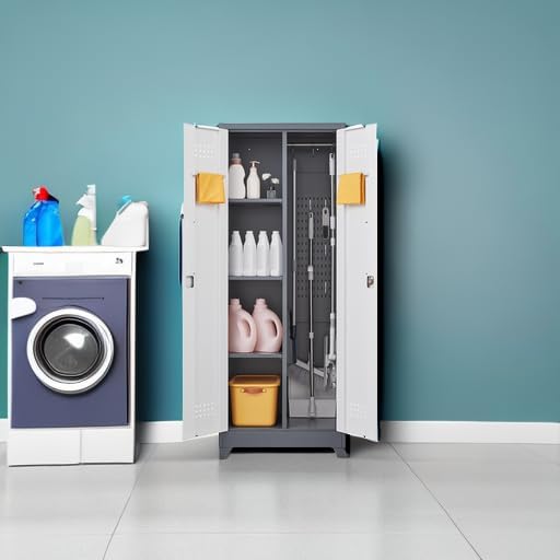 GREATMEET 65" Garage Storage Cabinet, Broom Closet Storage Cabinet, Metal - Image 5