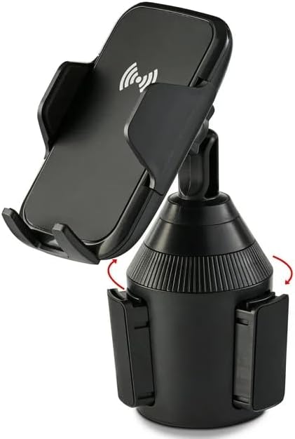 Cup Holder Phone Mount with Wireless Charger, Quick-Push Release Button by Unknown