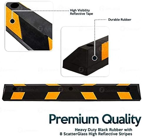 ZONETECH Large Heavy Duty Rubber Parking Curb – 72” Premium Quality Auto Garage - Image 2