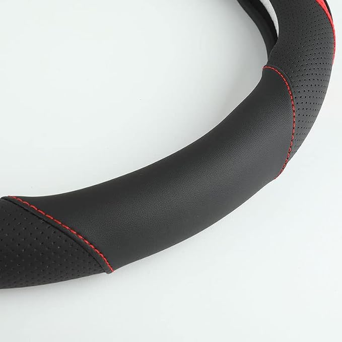 Car Steering Wheel Cover, Leather Steering Wheel Cover Red Universal 14.5-15 - Image 5