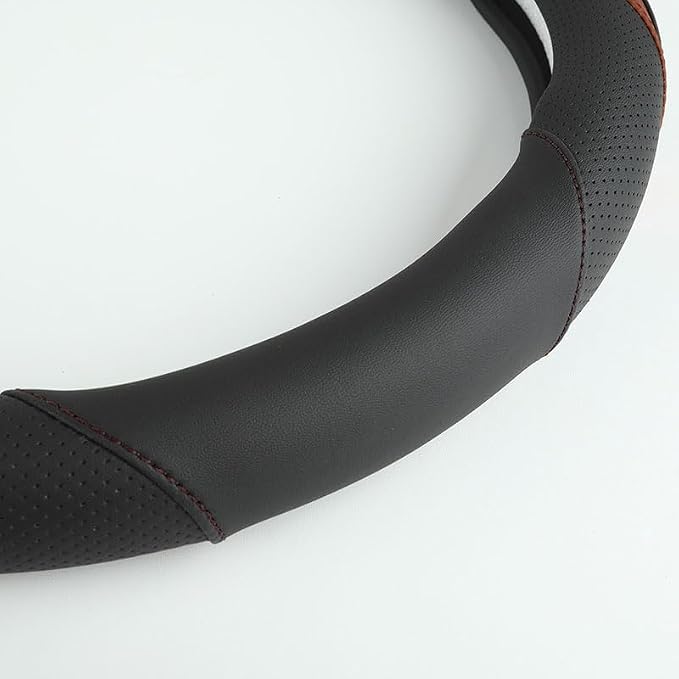 Car Steering Wheel Cover, Leather Steering Wheel Cover Brown Universal 14.5-15 - Image 4