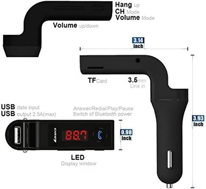 Bluetooth FM Transmitter for car, TIANSHILI handsfree Bluetooth Receiver Car Kit - Image 5