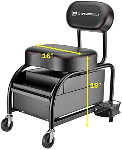 Powerbuilt Professional Car Detailers Mechanics Roller Seat, Heavy Duty Garage - Image 6