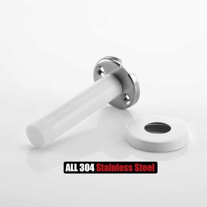 JQK Door Stopper White, 304 Stainless Steel Thicken 1mm Sound Dampening Door - Image 9