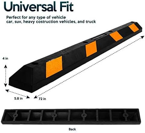 ZONETECH Large Heavy Duty Rubber Parking Curb – 72” Premium Quality Auto Garage - Image 3
