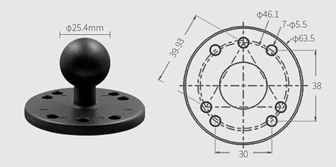 Strg Phone Mount with Drill-Down Round Base with Medium B Size 1" Ball Double - Image 6