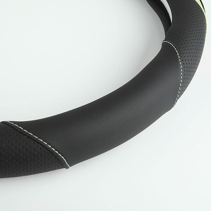 Car Steering Wheel Cover, Leather Steering Wheel Cover Green Universal 14.5-15 - Image 4