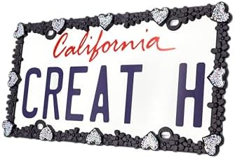 Creathome 3D Shining Daisy Heart License Plate Frame from Pure Zinc Alloy Metal by creathome