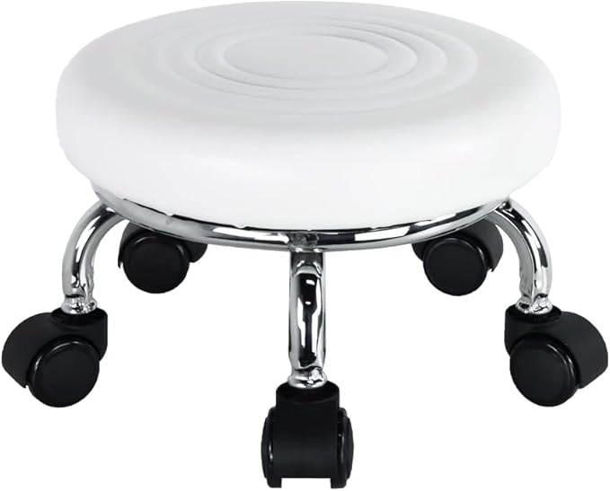 Modern PU Leather Low Round Rolling Stool by WKWKER
