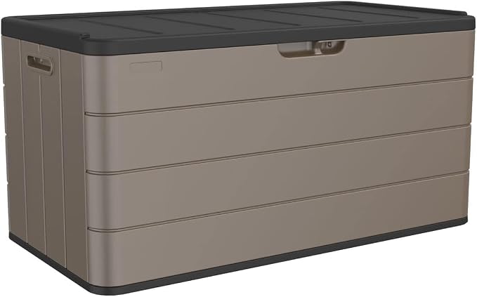 Premium Pro Edition 100 Gallon Lockable Resin Deck Box, Waterproof & by Home