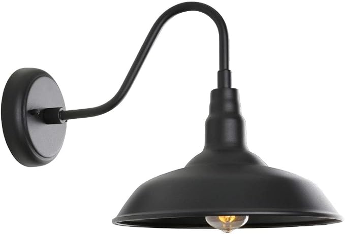Black Gooseneck Barn Light for Farmhouse 10 Inch Dome Exterior Lights Fixture by GOALPLUS