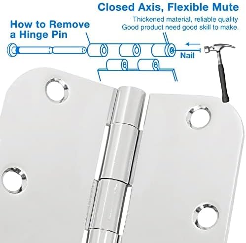 18 Pack Interior Door Hinges Polished Chrome 3.5 inch X 3-1/2" 5/8 Radius - Image 4