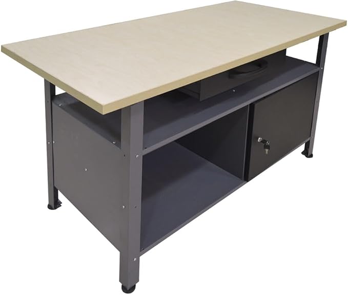 JZD Metal Storage Organization System, Wall Mount Tool Cabinets, Wood Tabletop - Image 8