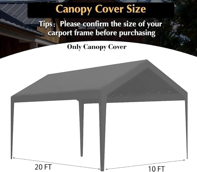 Rutile 10 x 20 FT Carport Replacement Cover - Image 7