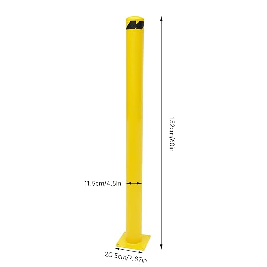 Safety Bollard Post 60'' Height Bollard Post Yellow Steel Pipe Parking Barrier - Image 2