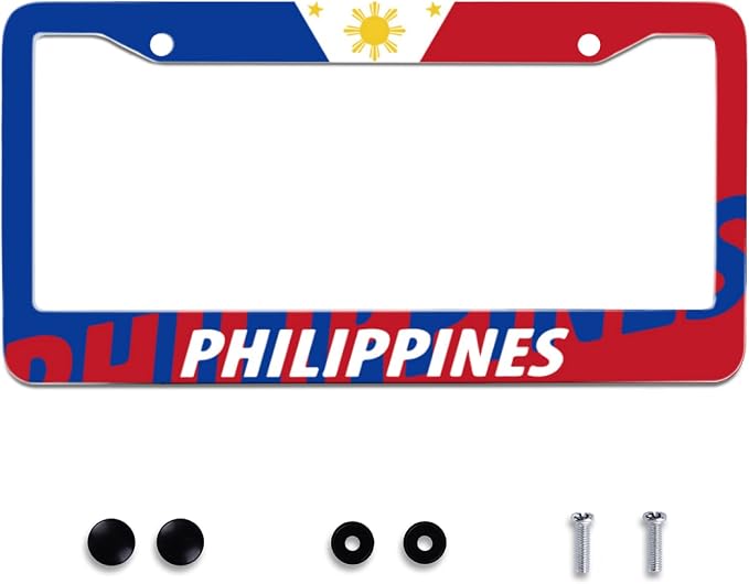 Philippine Flag License Plate Frames Round Hole Personalise License Plate Frame by Omw2fyb