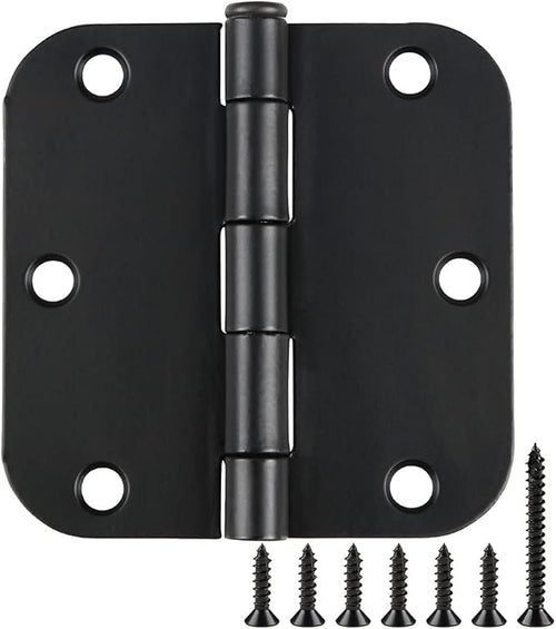 1 Pack Rounded Matte Black Door Hinges 3.5 Inch 5/8" Radius by TDCHINGES