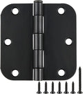 2 Pack Rounded Matte Black Door Hinges 3.5 Inch Interior Room Hardware 3 1/2" by TDCHINGES