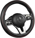 Cowhide Steering Wheel Cover Heat Resistant Anti-Slip Car Wheel Wrap Compatible by AEVEA
