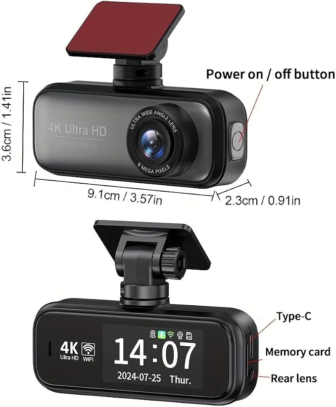 Dash Cam Front and Rear with 64GB Card, 4K+1080P Dual Dash Camera - Image 9