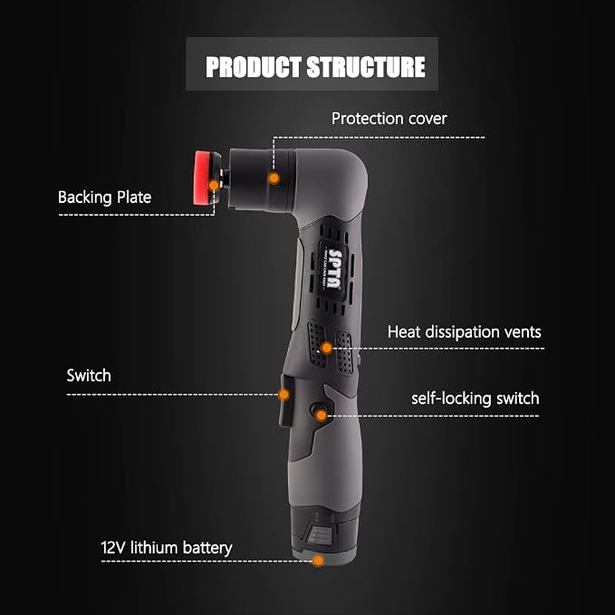 SPTA Cordless Mini Polisher, 12V Cordless Multi Polisher, Micro Cordless - Image 2