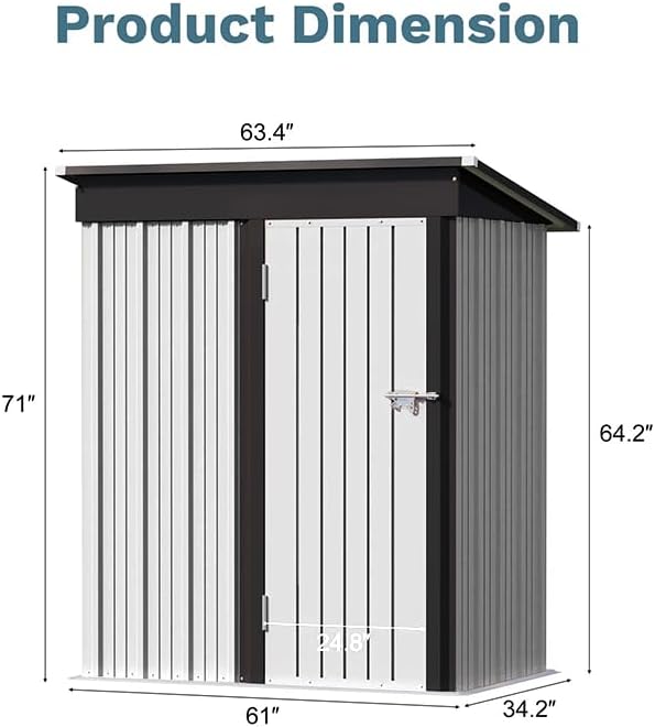 Greesum 5×3 FT Outdoor Storage Shed, Metal Storaged Sheds Without Floor - Image 3