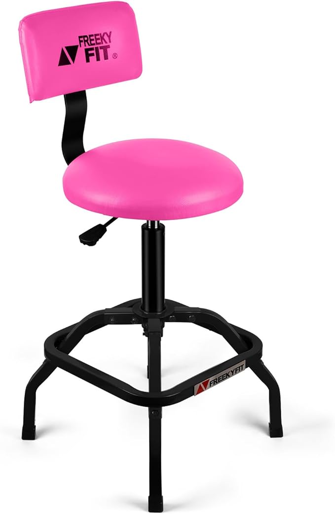 Shop Stool with Backrest, Mechanic Garage Stool by FreekyFit