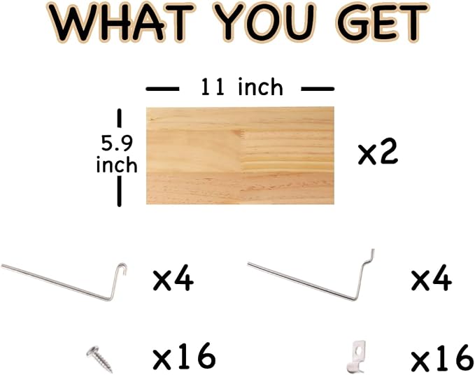 Shelves for PegBoard, Pine Wooden Pegboard Shelf Wall Organizer, Wooden Board - Image 3