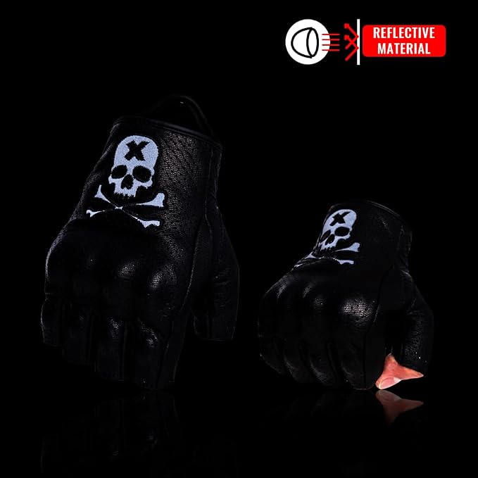 Goatskin Leather Motorcycle Motorbike Powersports Racing Gloves Reflective - Image 4