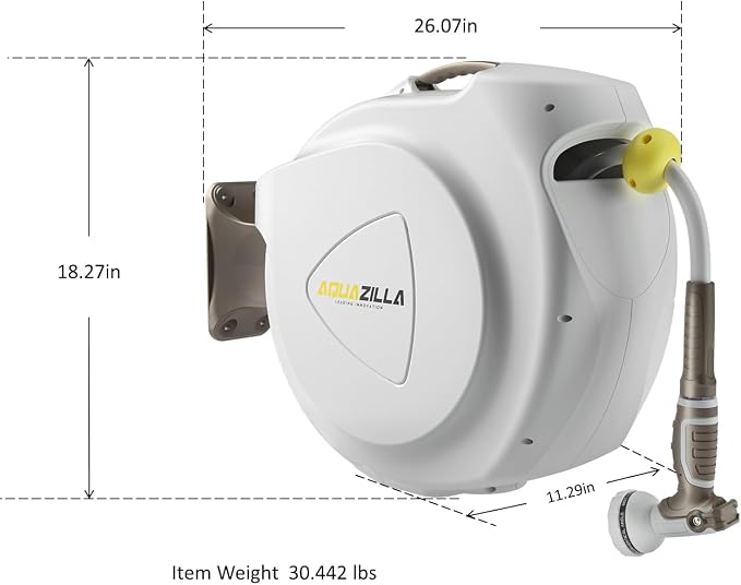 Retractable Garden Hose Reel, 5/8 in 100+6 ft, Heavy Duty Wall Mounted Water - Image 7