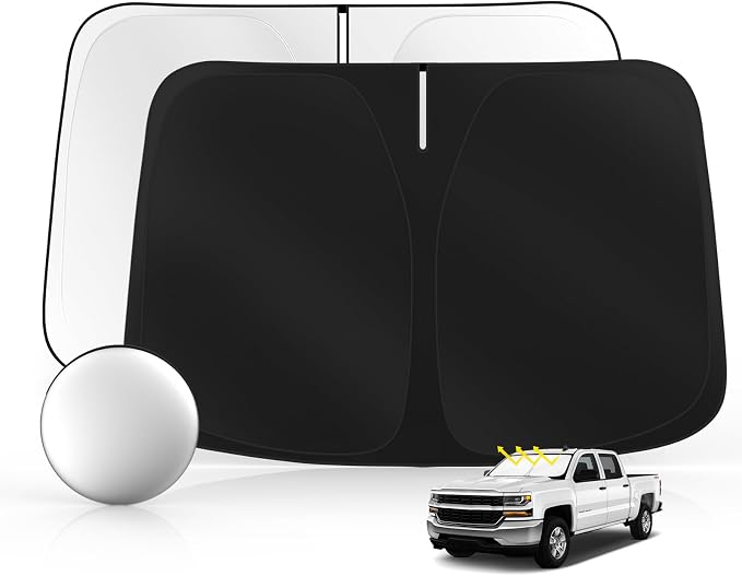 Windshield Sun Shade for Ch-evro-let Silverado 1500 2014-2018 Foldable Sunshade by SULAGIWINDSHIELDSUNSHADE