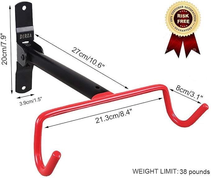Dirza Bike Wall Mount Bike Hanger 2 Pack Foldable Bicycle Storage Horizontal - Image 4