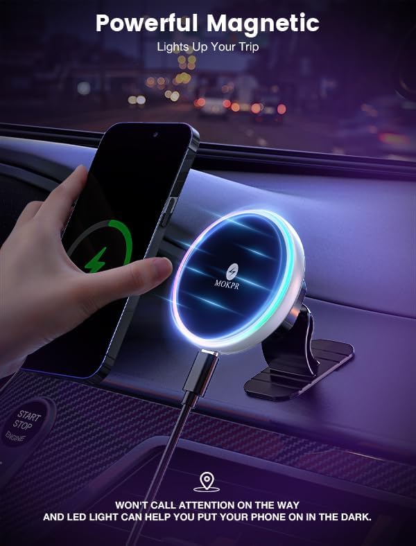 MOKPR for Magsafe Car Mount Charger-15W Wireless Car Charger-Magnetic Car Phone - Image 5