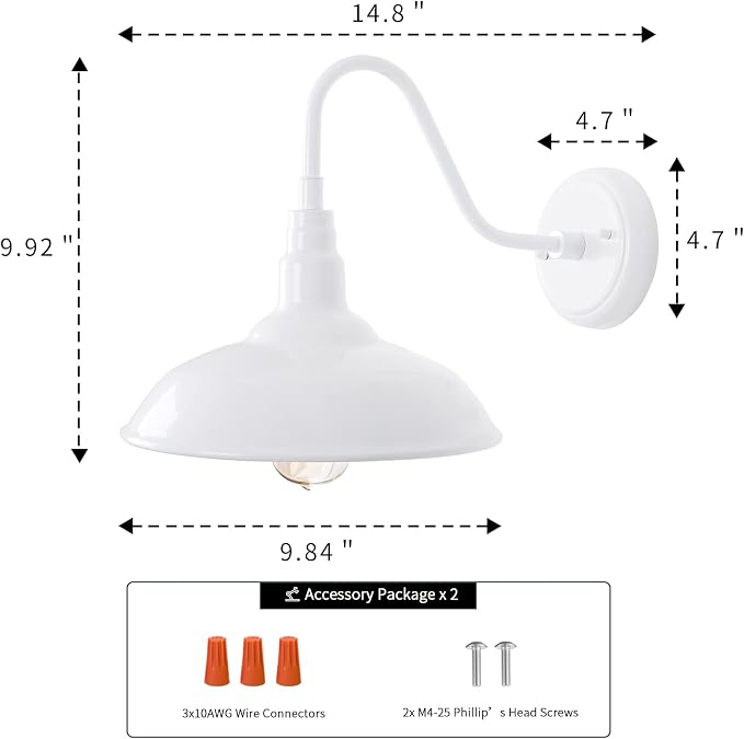 10'' Diameter Outdoor Gooseneck Barn Light Fixture - Image 7