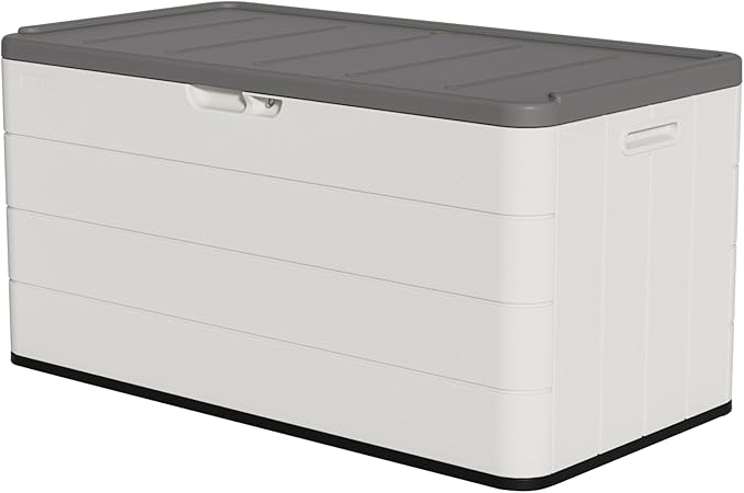 Premium Pro Edition 100 Gallon Lockable Resin Deck Box, Waterproof & by Home