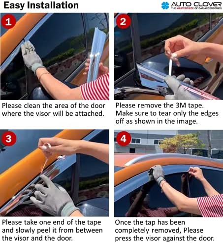 AUTOCLOVER Tape-On Rain Guards Window Visors 4 Pcs Set - Image 6